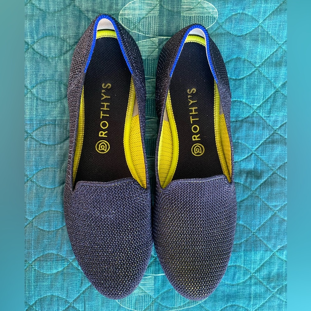 Rothy’s The Loafer in Metallic Lattice Stitch, size 12.5 (will fit 12 best)